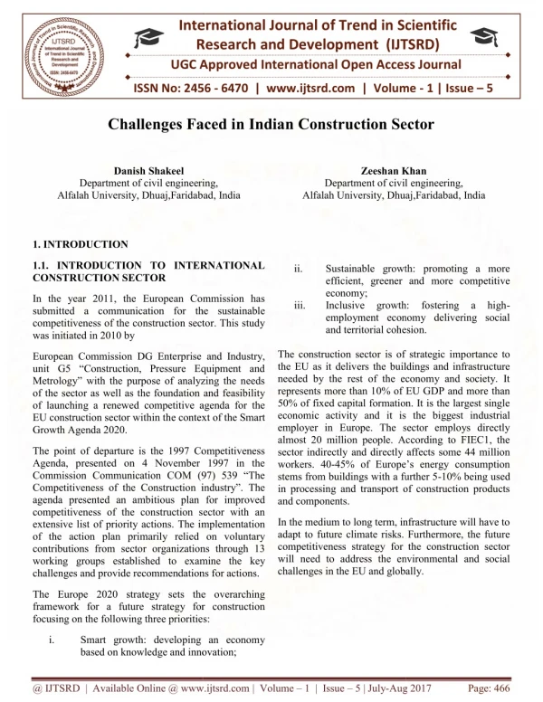 Challenges Faced in Indian Construction Sector