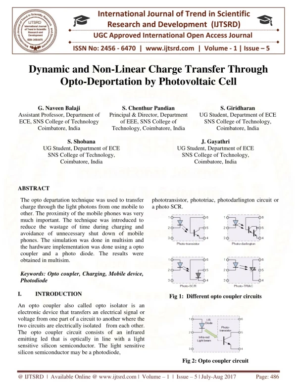 Dynamic and Non Linear Charge Transfer through Opto Deportation by Photovoltaic Cell