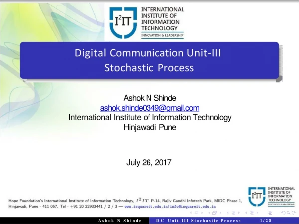 Stochastic Process - Electronics & Telecommunication Engineering