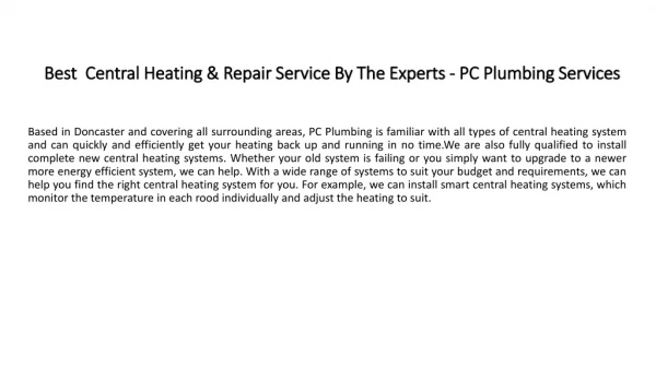 Best Central Heating Service in Doncaster