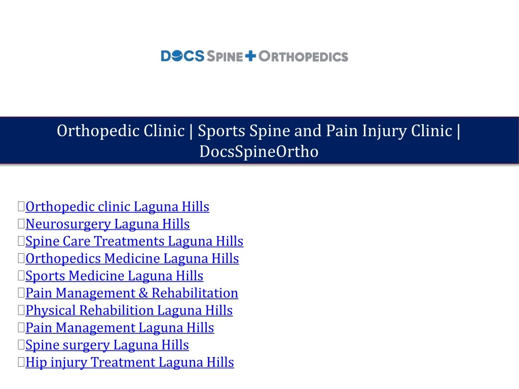 orthopedic clinic sports spine and pain injury