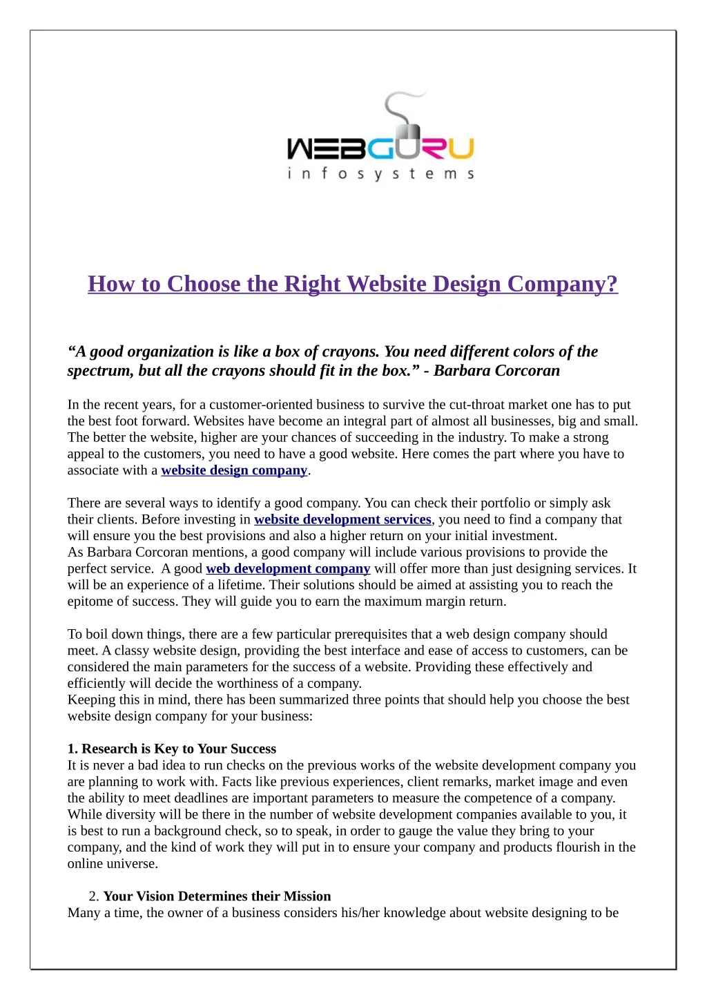 how to choose the right website design company