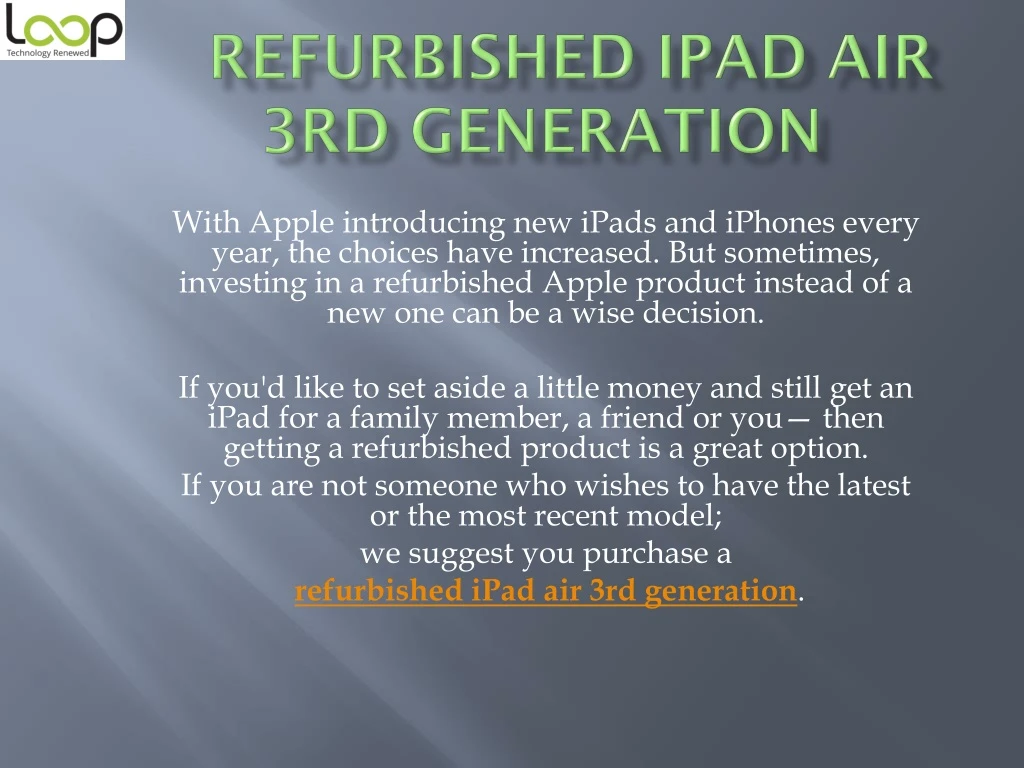 refurbished ipad air 3rd generation