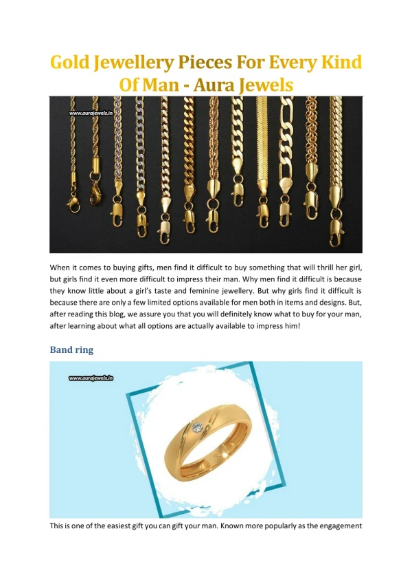 Gold Jewellery Pieces For Every Kind Of Man - Aura Jewels