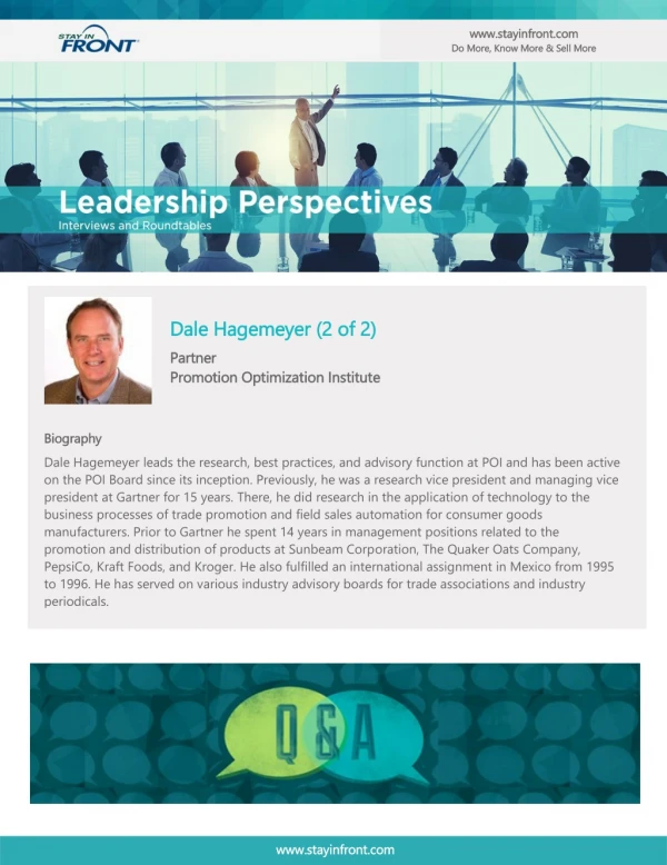StayinFront Leadership Perspective Roundtable Interview with Dale Hagemeyer- 2 of 2