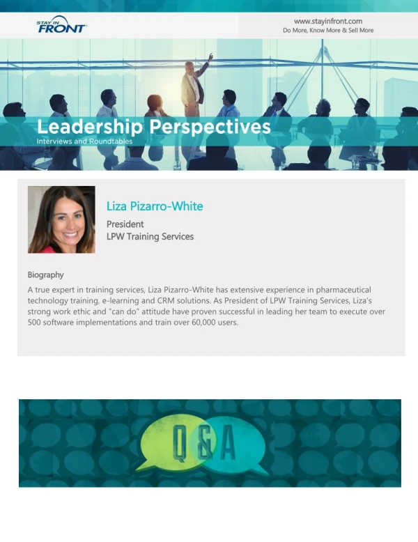 StayinFront Leadership Perspective Roundtable Interview with Liza Pizarro-White