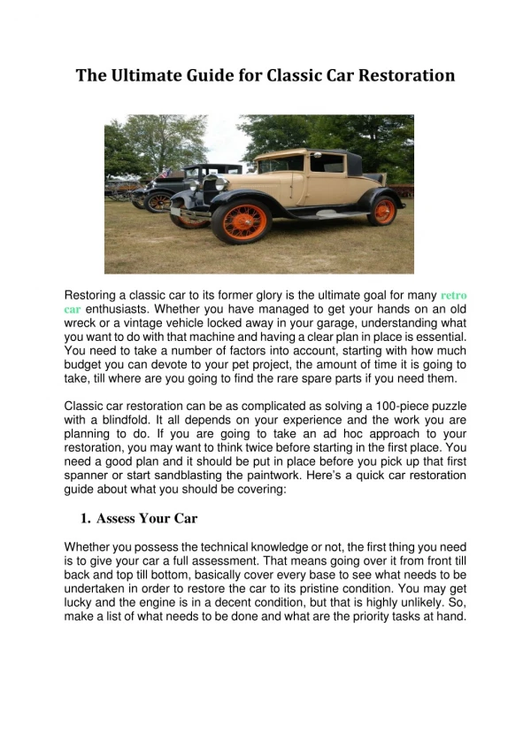 The Ultimate Guide for Classic Car Restoration
