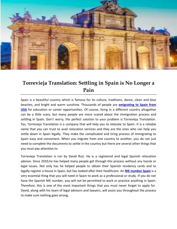 Torrevieja Translation Settling in Spain is No Longer a Pain