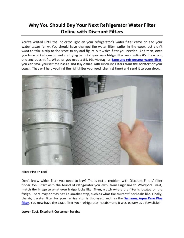 Why You Should Buy Your Next Refrigerator Water Filter Online with Discount Filters