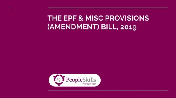 EPF Amendment Bill 2019