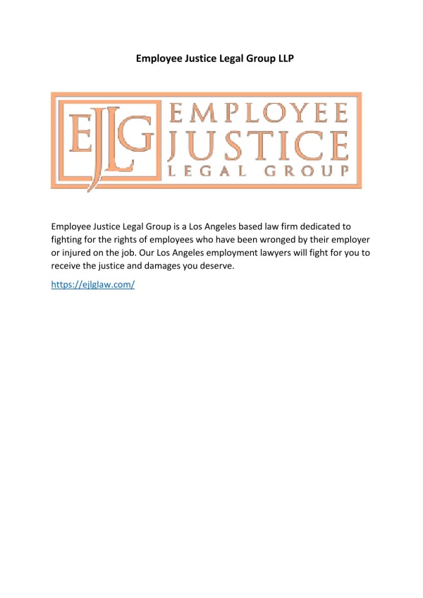 Employee Justice Legal Group LLP