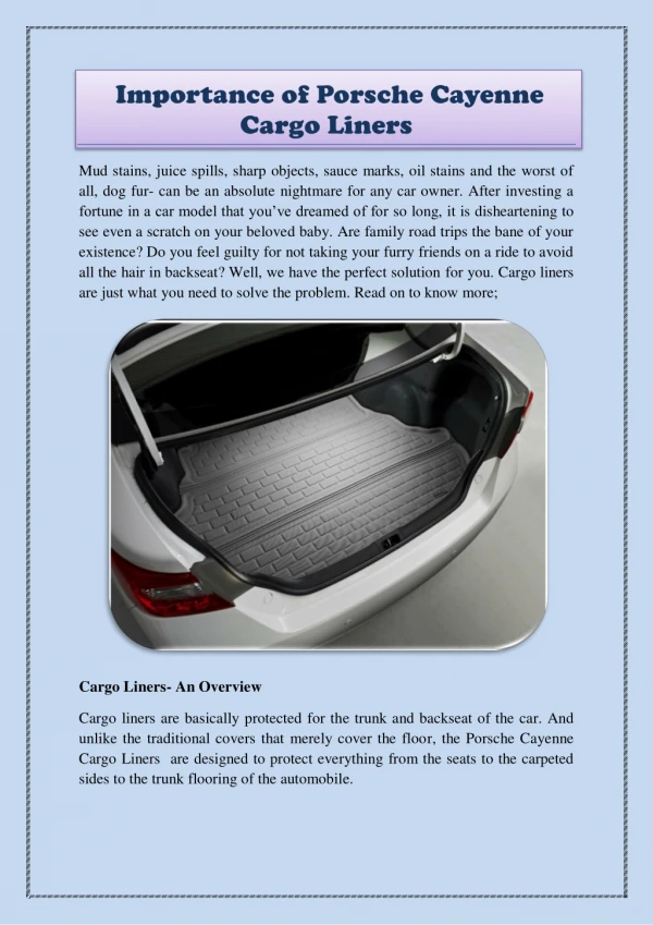 Importance of Porsche Cayenne Cargo Liners