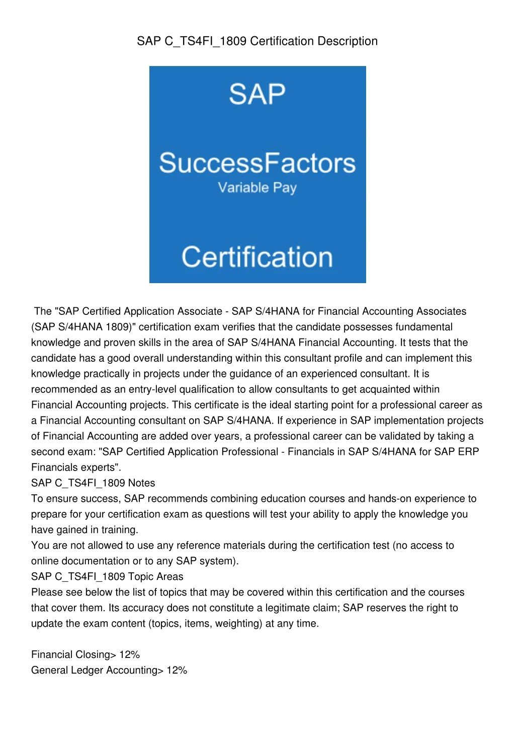 sap c ts4fi 1809 certification description