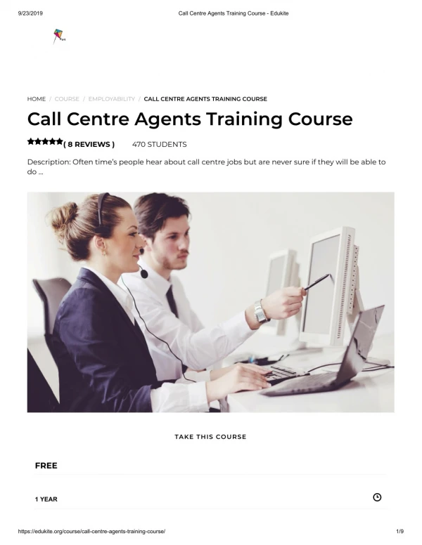Call Centre Agents Training Course - Edukite