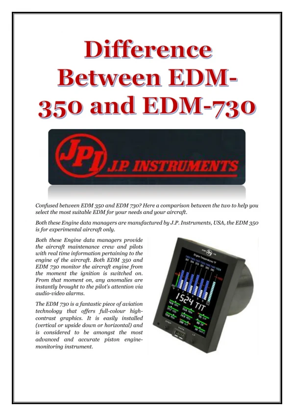 Difference Between EDM-350 and EDM-730