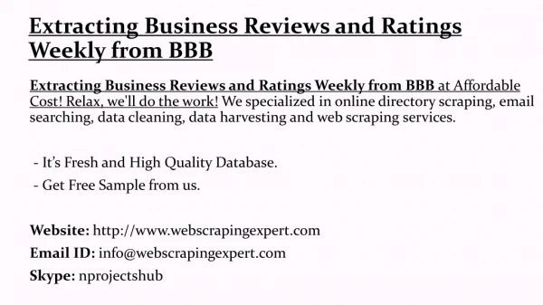 Extracting Business Reviews and Ratings Weekly from BBB