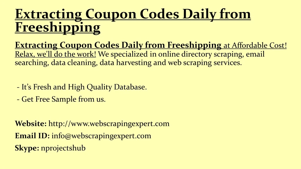 extracting coupon codes daily from freeshipping