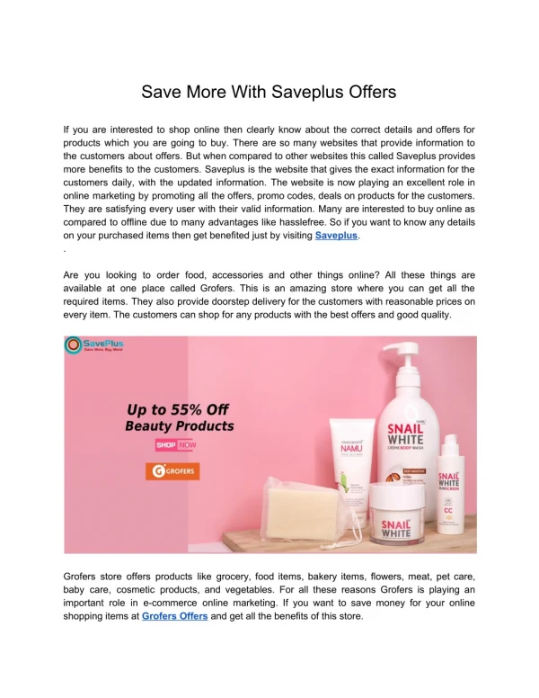 Save More With Saveplus Offers