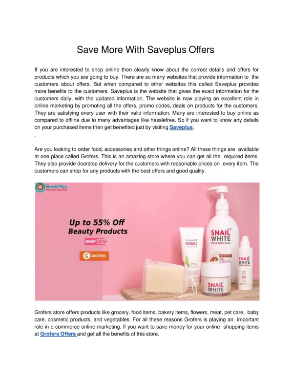 Save More With Saveplus Offers