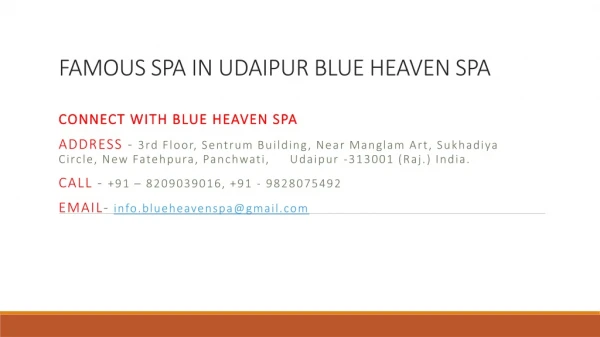 FAMOUS SPA IN UDAIPUR BLUE HEAVEN SPA