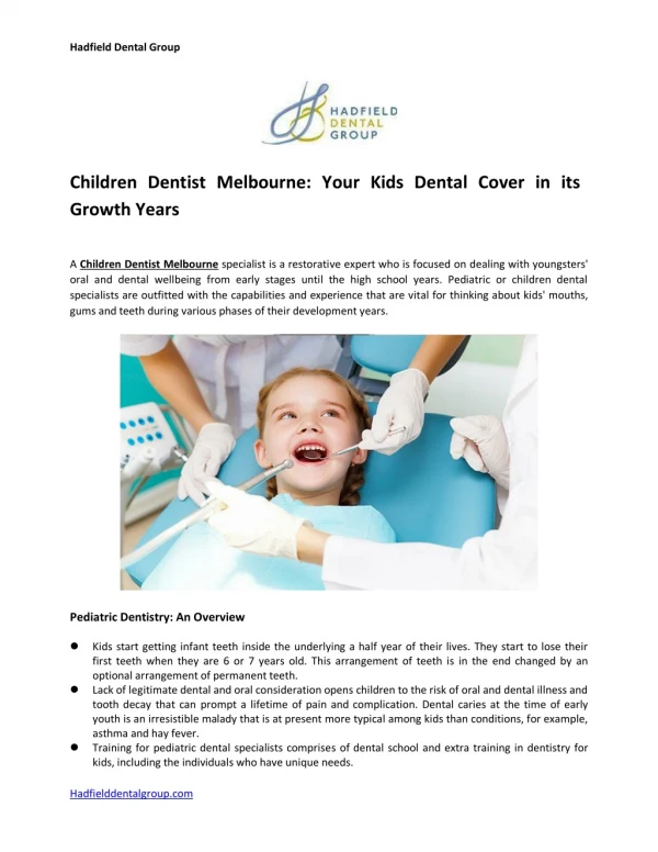 Children Dentist Melbourne: Your kids Dental Cover in its Growth Years