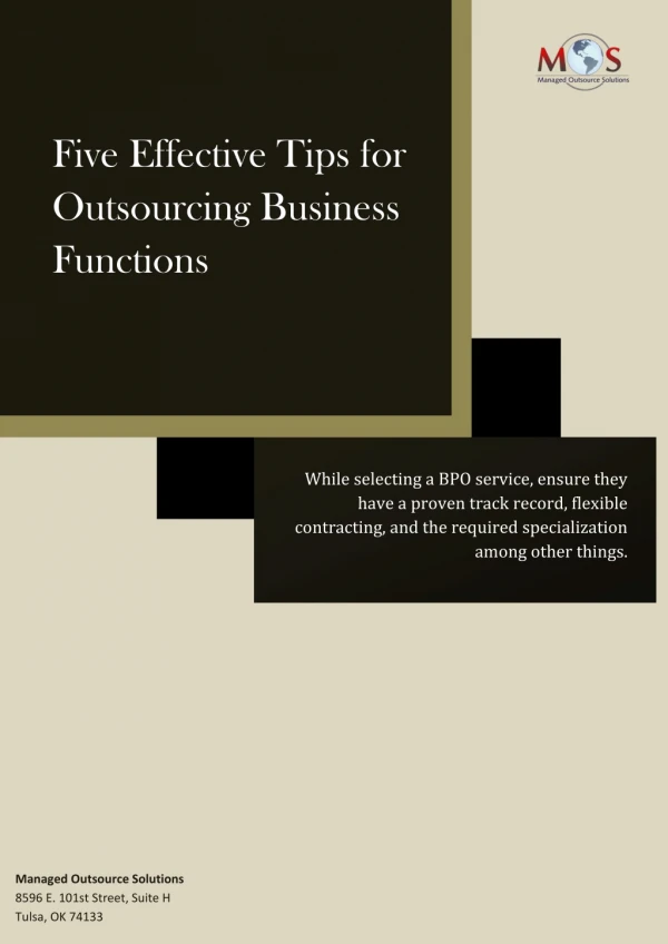 Five Effective Tips for Outsourcing Business Functions