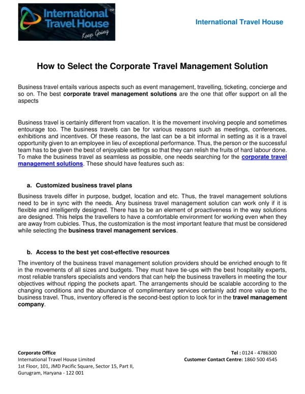 How to Select the Corporate Travel Management Solution
