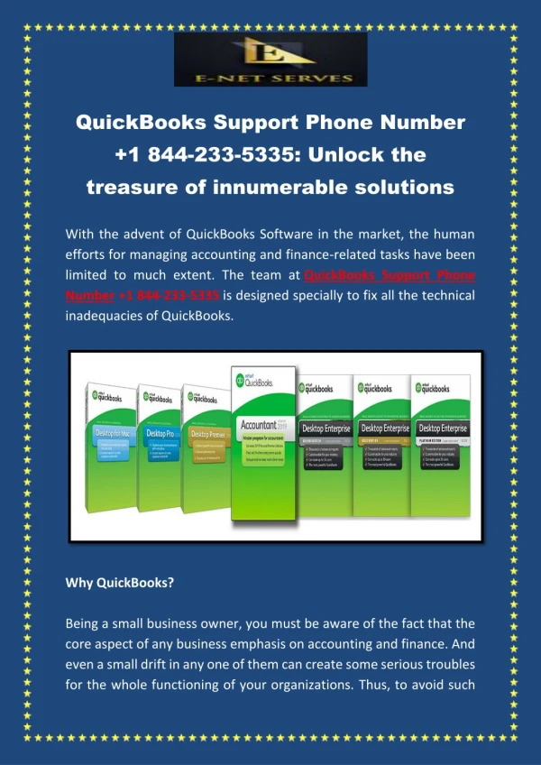 quickbooks support phone number 1 844 233 5335