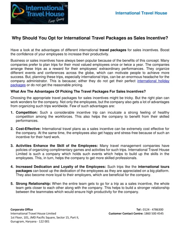 Why Should You Opt for International Travel Packages as Sales Incentive?