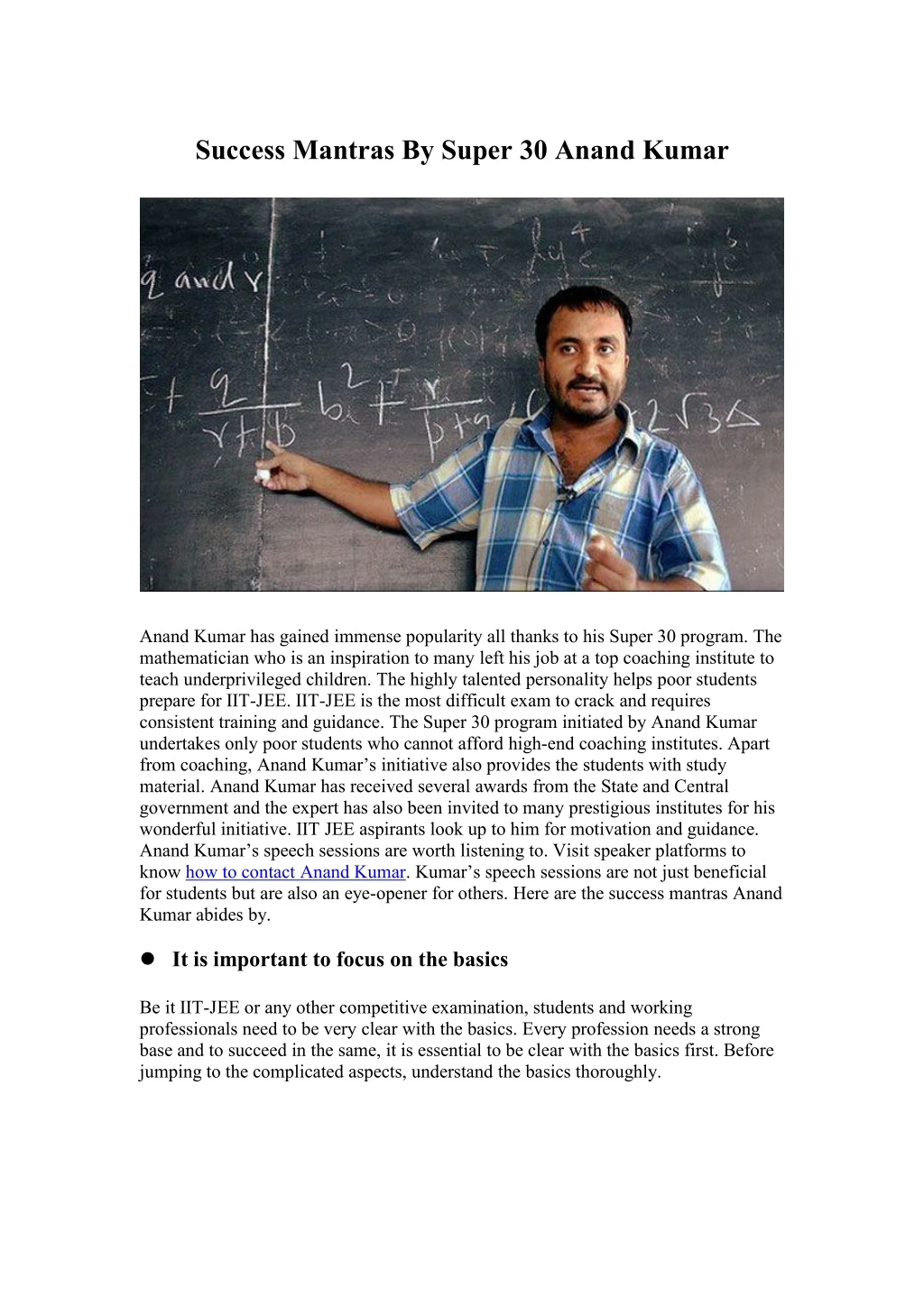 success mantras by super 30 anand kumar