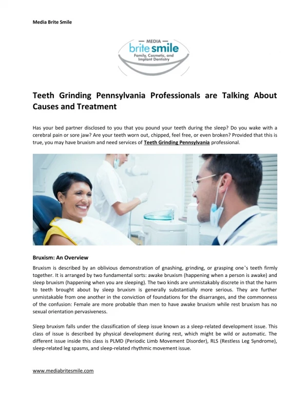Teeth Grinding Pennsylvania Professionals are Talking About Causes and Treatment