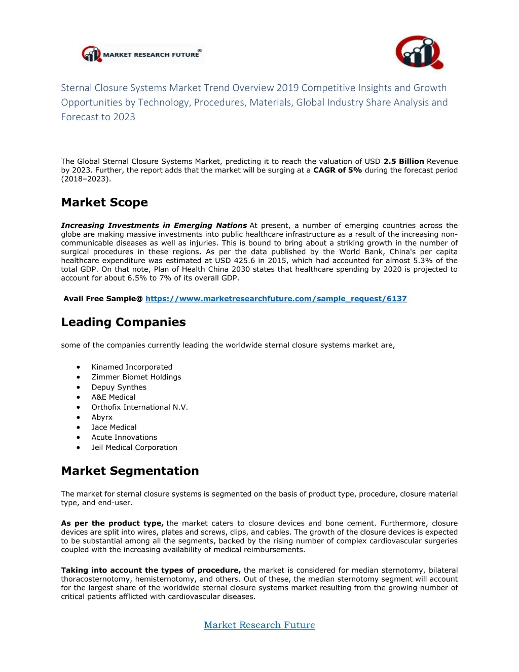 sternal closure systems market trend overview