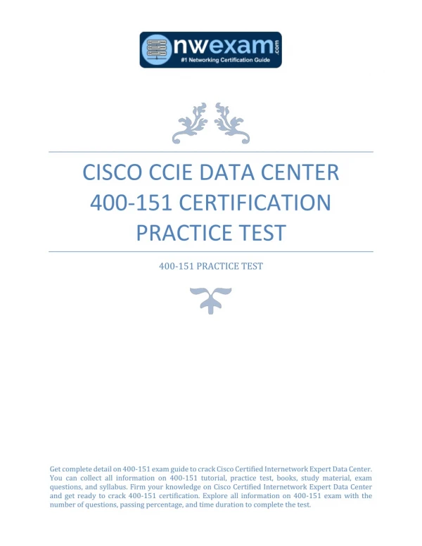 CISCO CCIE DATA CENTER 400-151 CERTIFICATION PRACTICE TEST 400-151 PRACTICE TEST