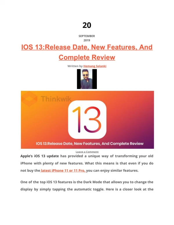 IOS 13:Release Date, New Features, And Complete Review