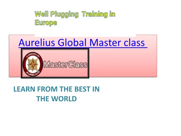 Well Plugging Training In Europe