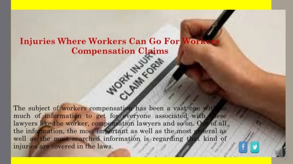 Injuries Where Workers Can Go For Workers Compensation Claims