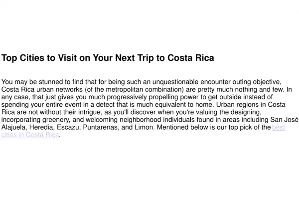 Best Cities in Costa Rica