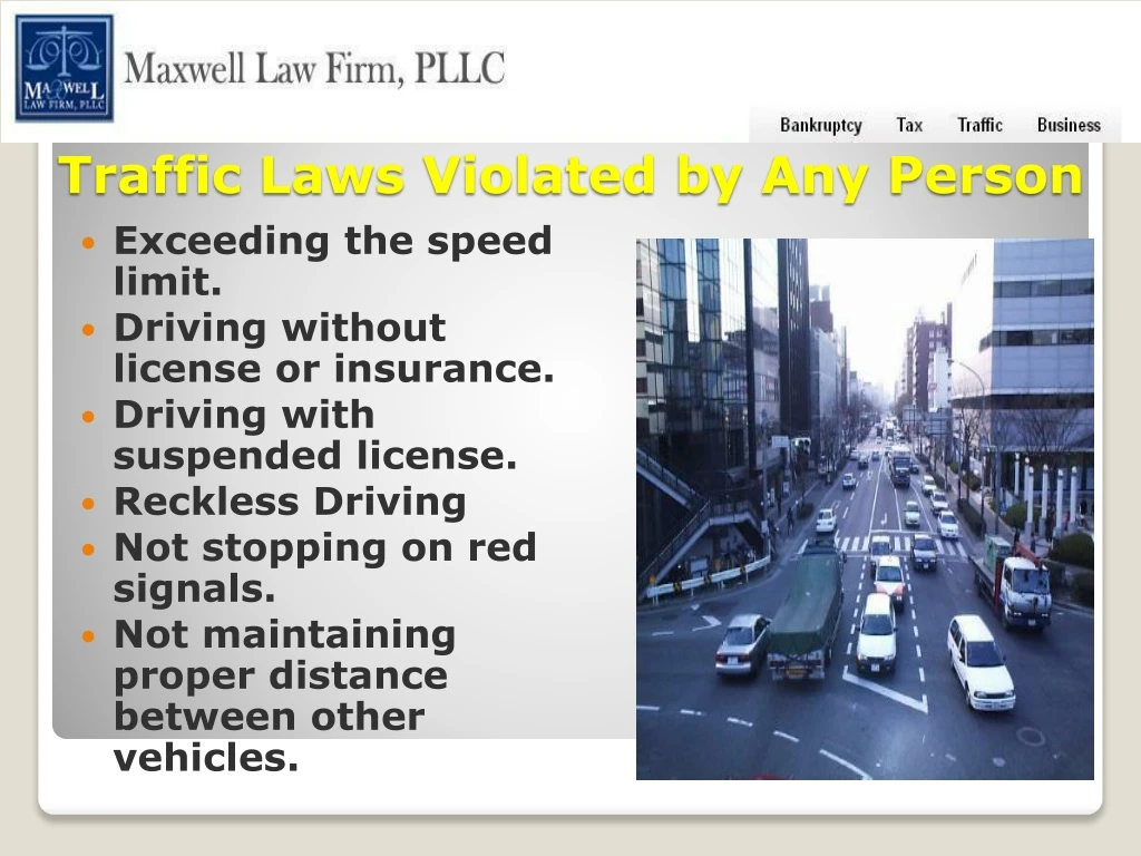 traffic laws violated by any person
