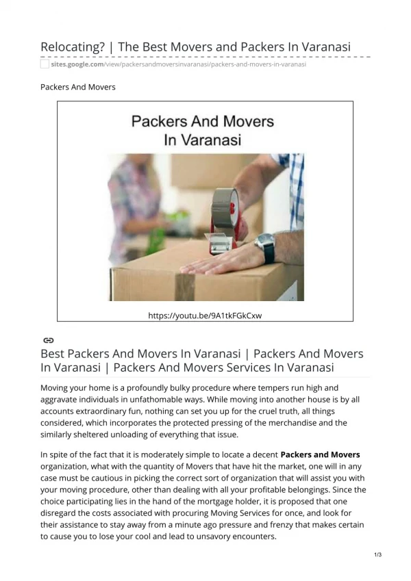 Best Packers and Movers in varanasi