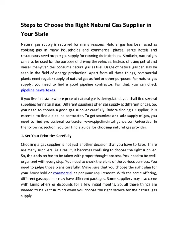 Steps to Choose the Right Natural Gas Supplier in Your State