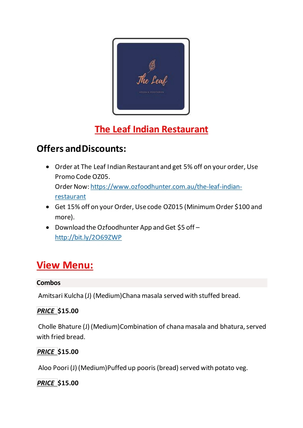 the leaf indian restaurant