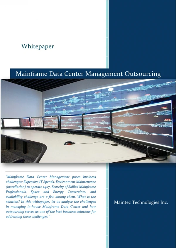 Mainframe Outsourcing - Maintec Technology
