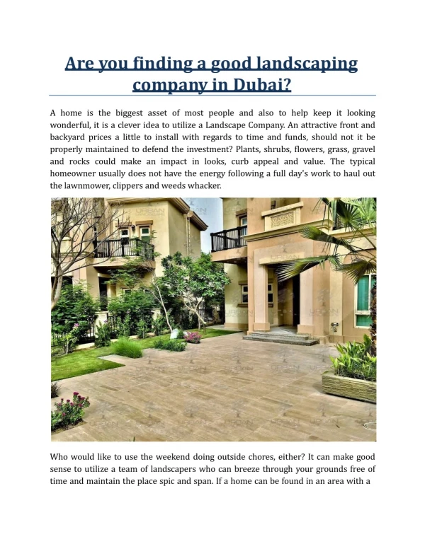 Are you finding a good landscaping company in Dubai?
