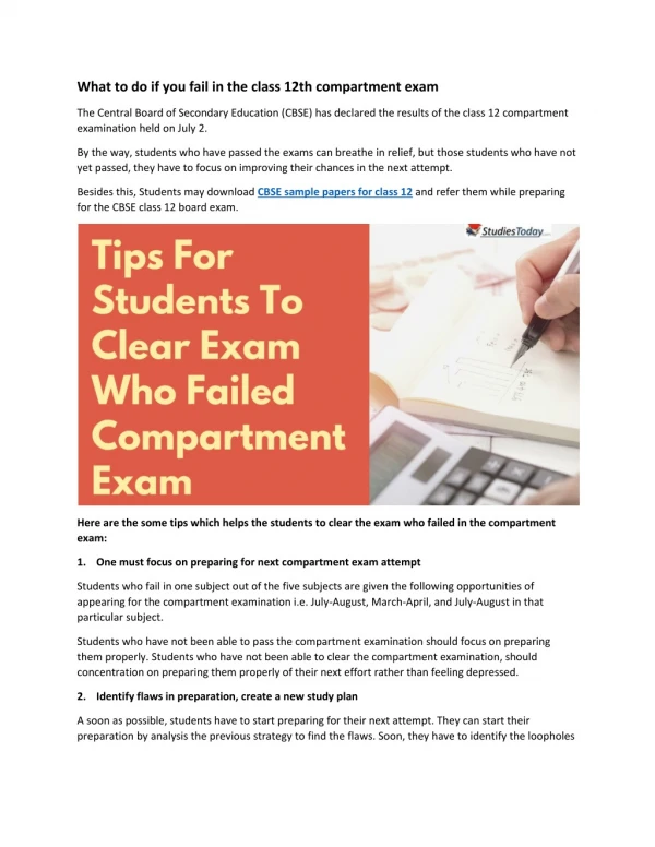 What To Do If You Fail In The Class 12th Compartment Exam