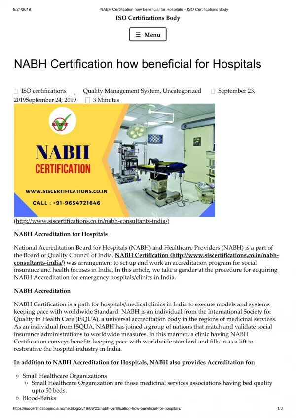 NABH Certification in India how to beneficial for Hospitals?