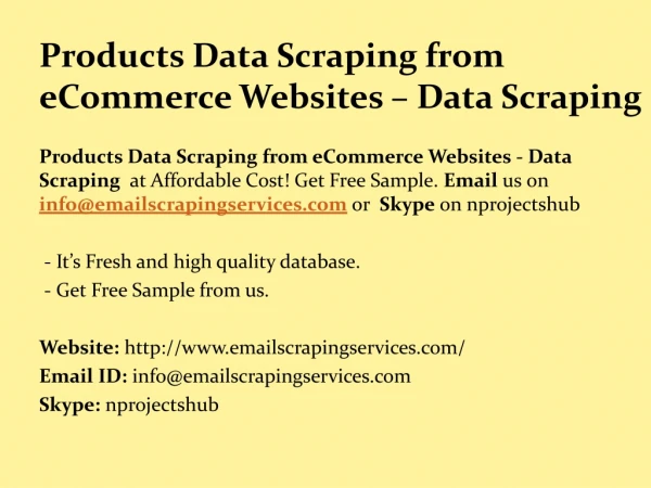Products Data Scraping from eCommerce Websites-Data Scraping