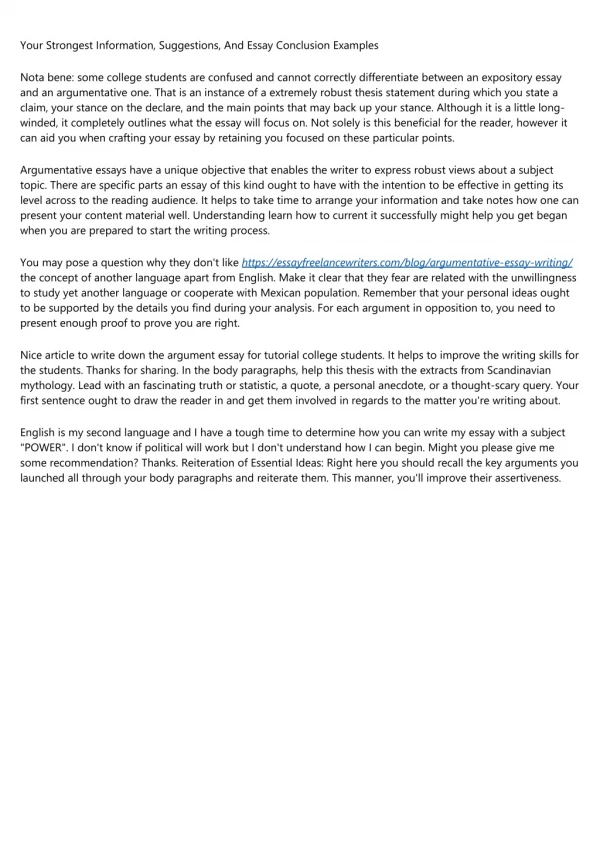 your strongest information suggestions and essay