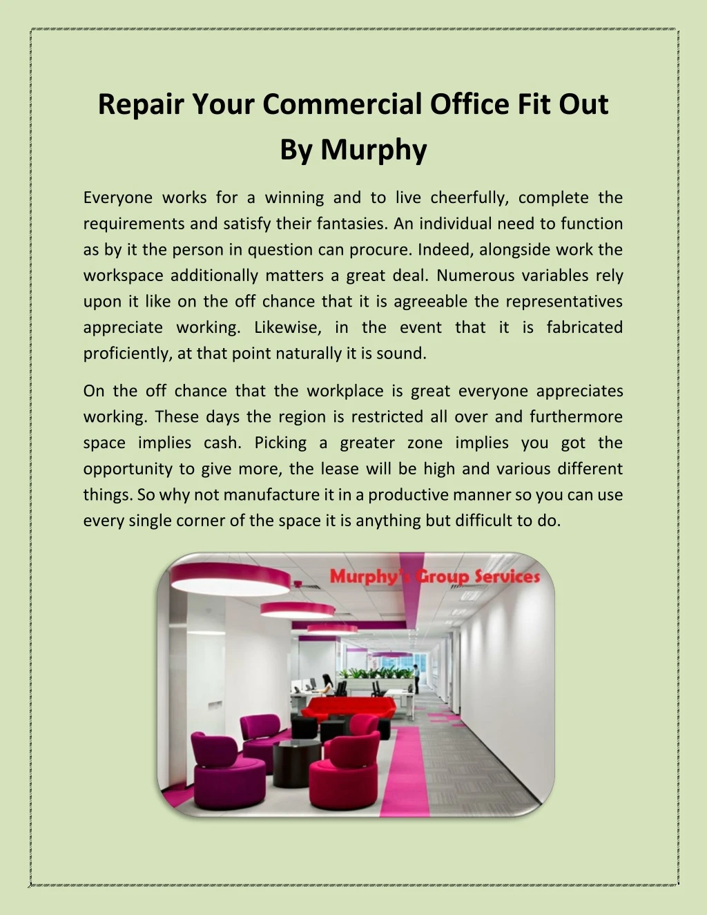repair your commercial office fit out by murphy