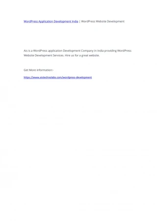 WordPress Application Development India | WordPress Website Development - slide 1