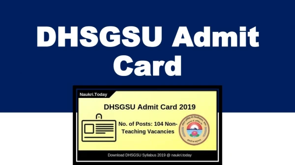 DHSGSU Admit Card 2019 For Non-Teaching Posts | DHSGSU Exam Date